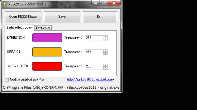 PES 2012 Color changer tool v1.2 by Jenkey1002