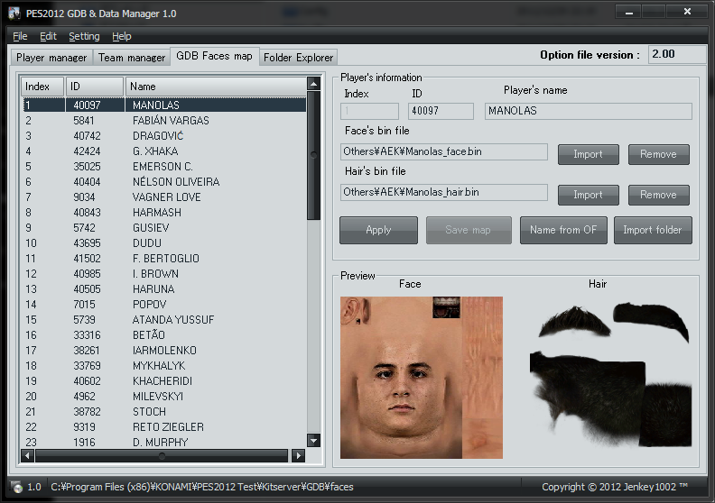 PES2012 GDB Face Manager 1.20 (12/29) by Jenkey1002