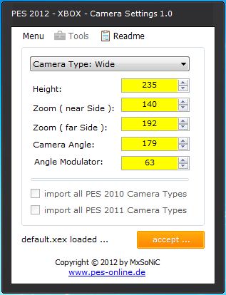 PES 2012 – XBOX Camera Settings 1.0