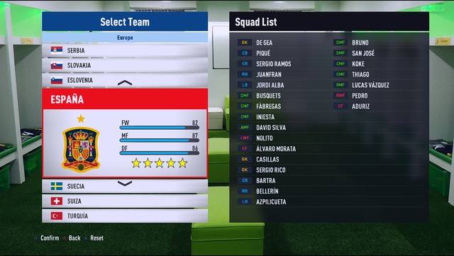 PES 2017 menu in RED