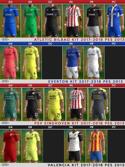 A. Bilbao, Everton, PSV & Valencia Kits 17-18 by BMG Kitmaker