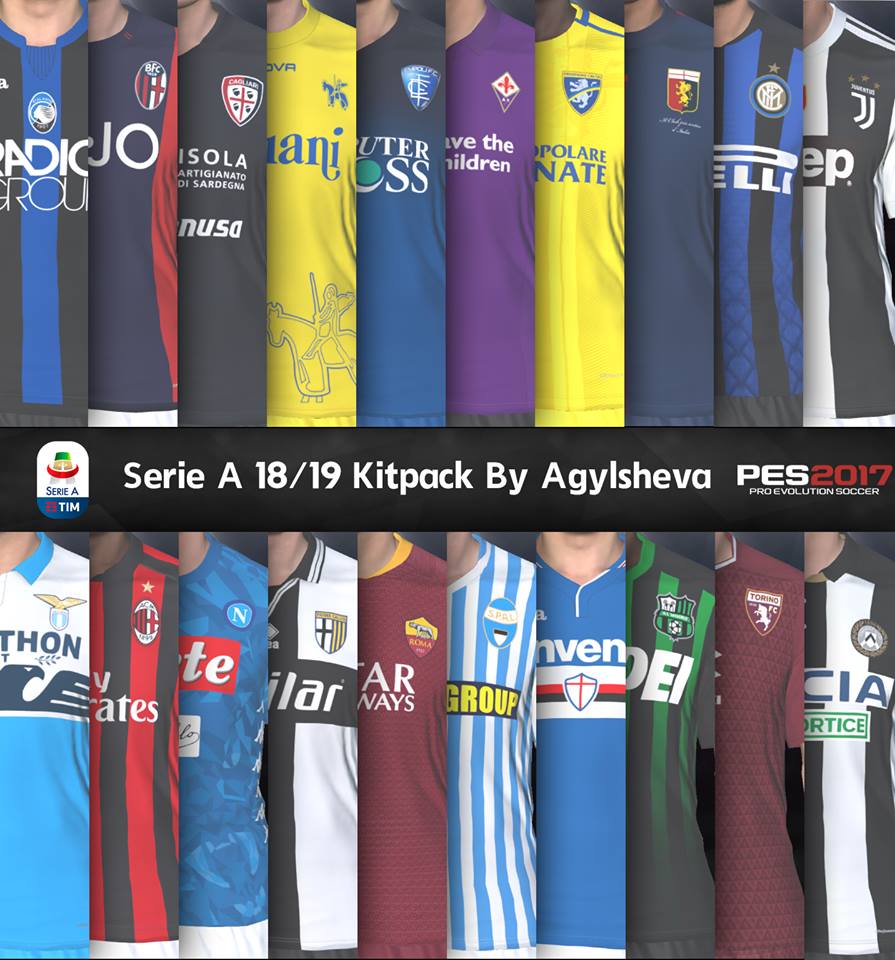 PES 2017 Serie A Full Kits-Pack 2018-19 By Agylsheva