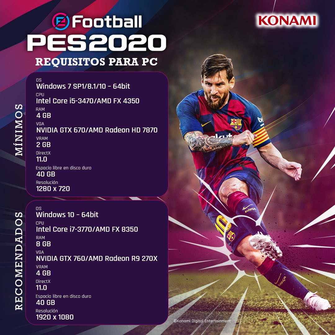 Divulgados os requisitos mínimos para a versão PC do PES 2018